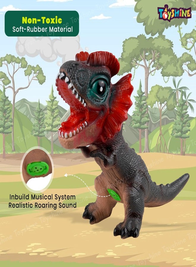 توي شاين مجسم ديناصور تيرانوصور من توي شاين، بطول 24 سم، مصنوع من الفينيل المطاطي الناعم، لعبة تفاعلية مع صوت زئير واقعي عند الضغط عليها. لعبة تعليمية ونموذجية قابلة للتجميع لمحبي الديناصورات والأطفال من عمر 3 سنوات فما فوق. - Image 2